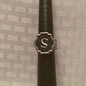 GANZ Initial S Black & Silver-tone Ring